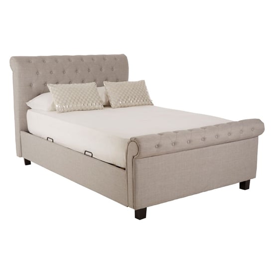 Read more about Lionrock fabric storage ottoman double bed in light grey