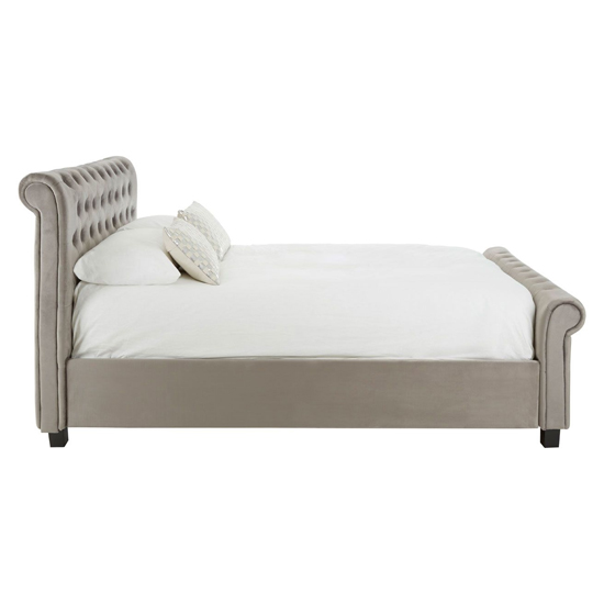 Lionrock Velvet Storage Ottoman King Size Bed In Steel Grey