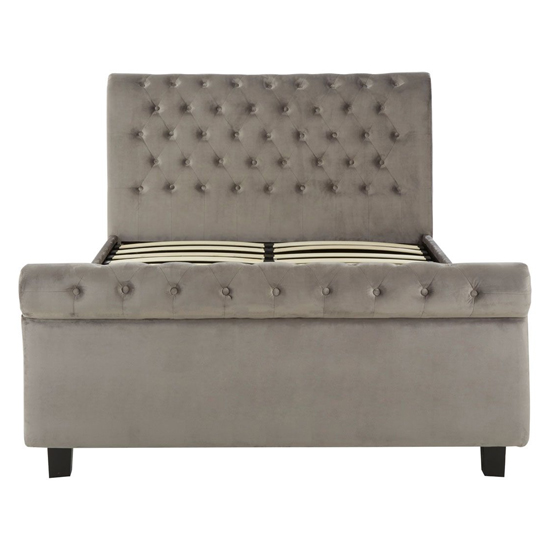 Lionrock Velvet Storage Ottoman King Size Bed In Steel Grey