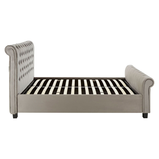 Lionrock Velvet Storage Ottoman King Size Bed In Steel Grey