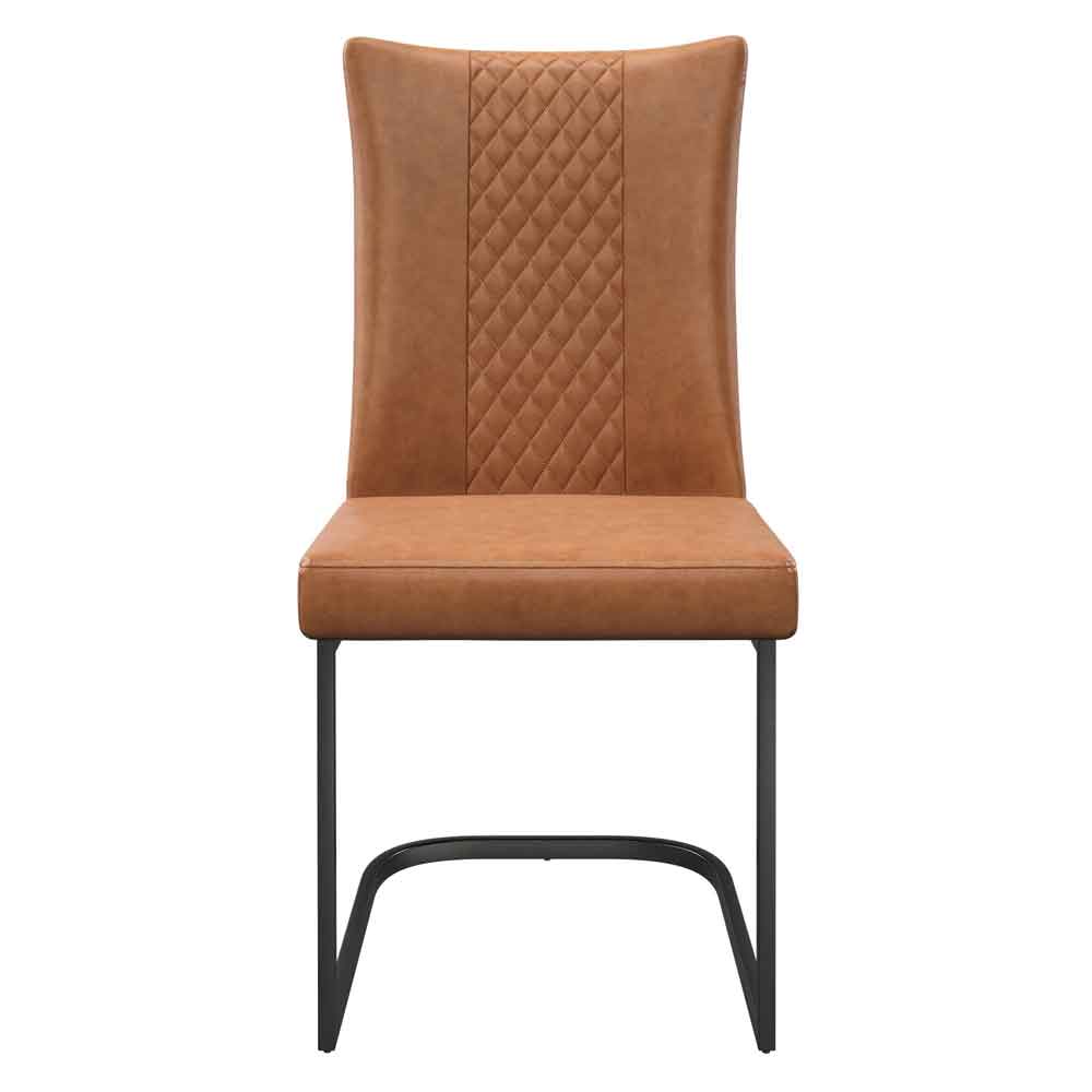 Liora Tan Faux Leather Dining Chairs with Black Legs in Pair