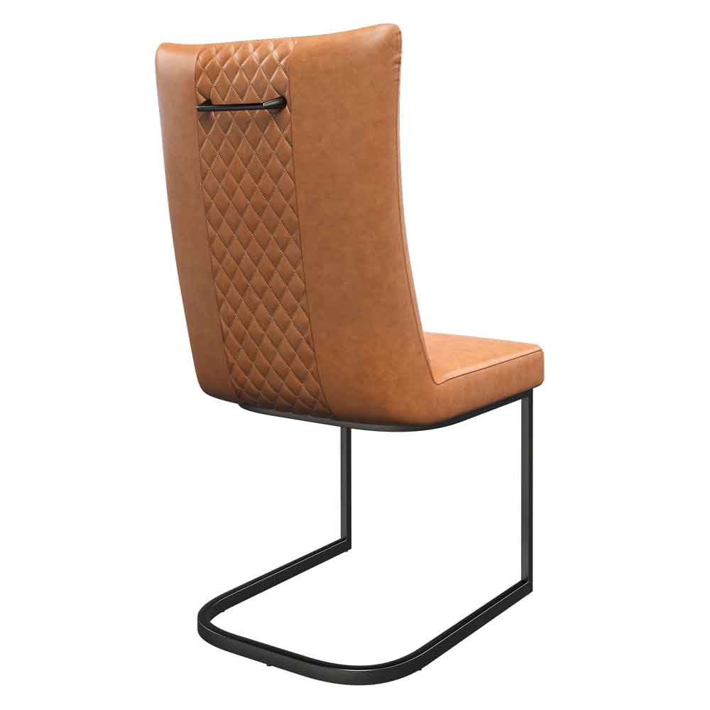 Liora Tan Faux Leather Dining Chairs with Black Legs in Pair