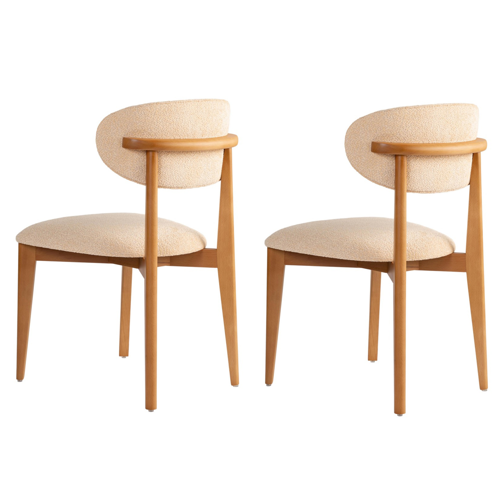 Lioro Beige Fabric Dining Chairs with Dark Oak Wooden Frame in Pair