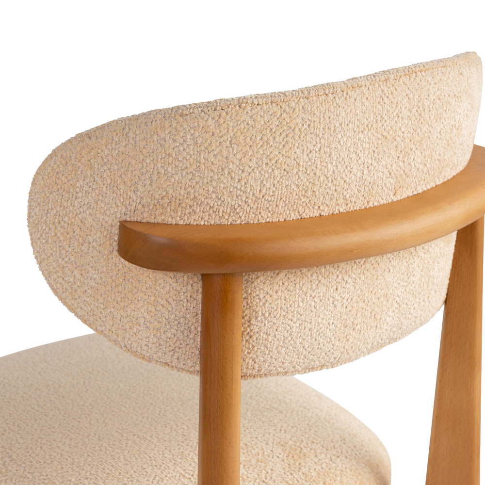 Lioro Beige Fabric Dining Chairs with Dark Oak Wooden Frame in Pair
