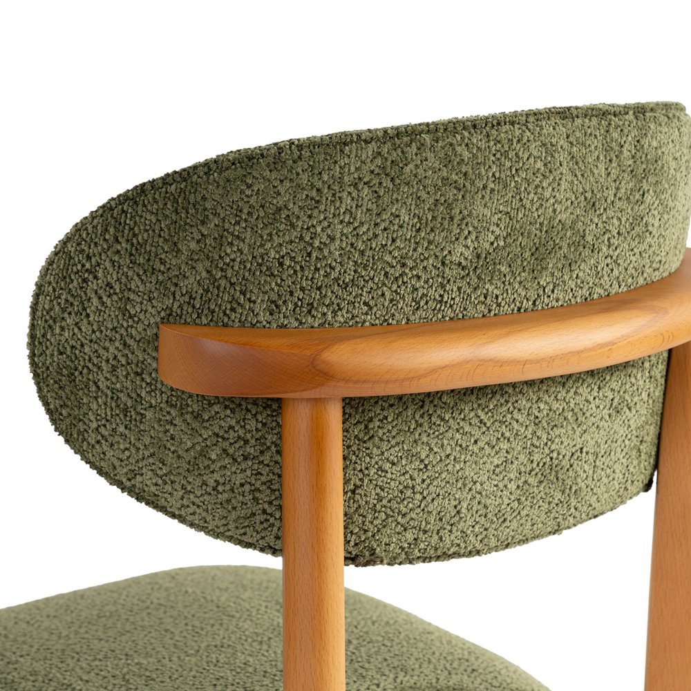 Lioro Green Fabric Dining Chairs with Dark Oak Wooden Frame in Pair