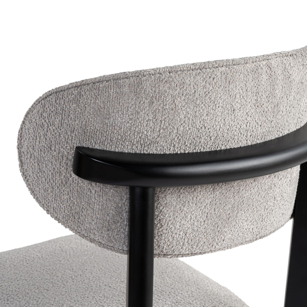 Lioro Grey Fabric Dining Chairs with Black Wooden Frame in Pair