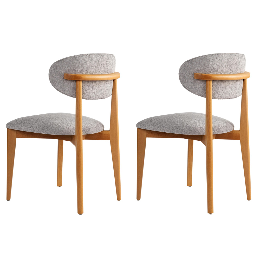 Lioro Grey Fabric Dining Chairs with Dark Oak Wooden Frame in Pair