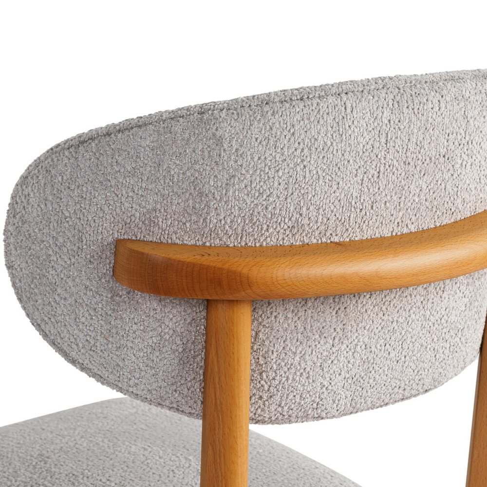 Lioro Grey Fabric Dining Chairs with Dark Oak Wooden Frame in Pair