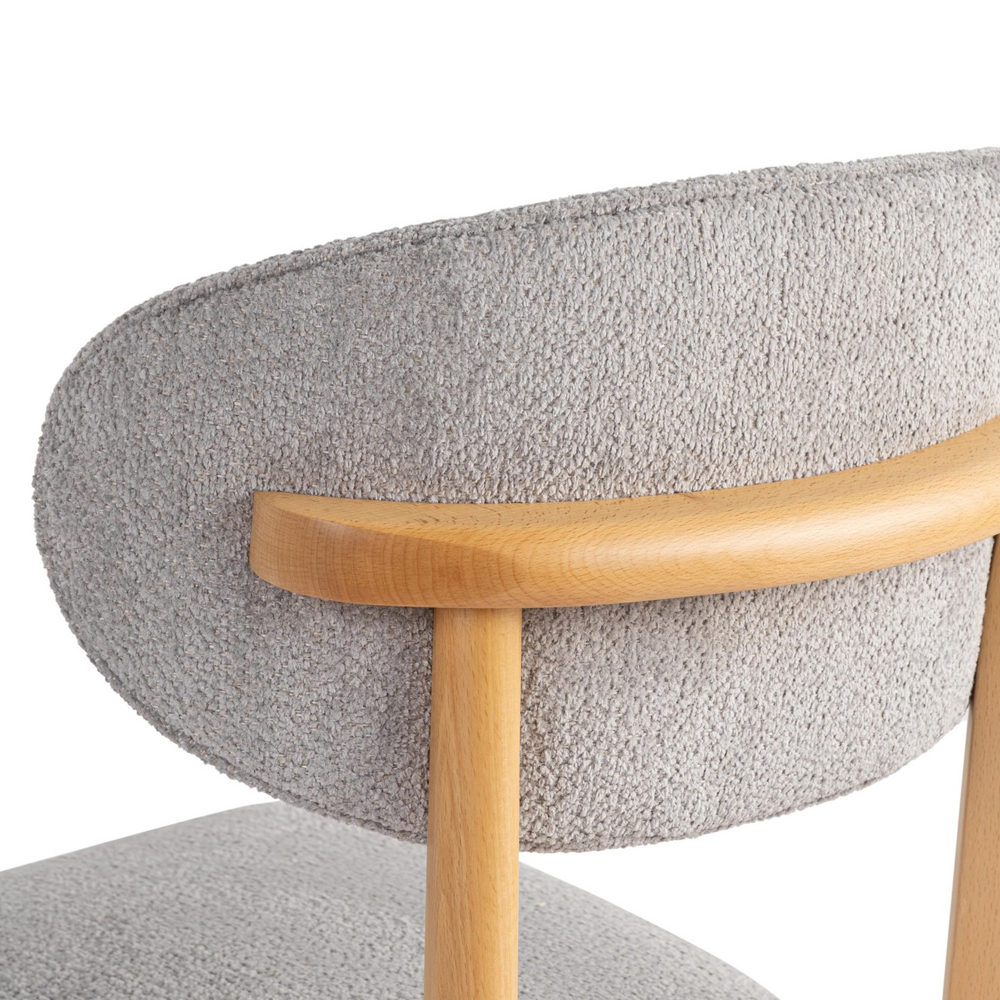 Lioro Grey Fabric Dining Chairs with Light Oak Wooden Frame in Pair