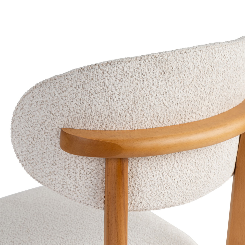 Lioro White Fabric Dining Chairs with Dark Oak Wooden Frame in Pair