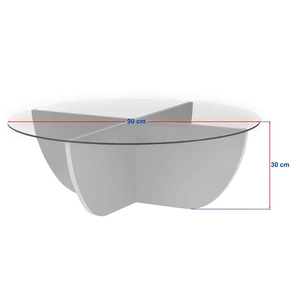 Liorza Round Clear Glass Coffee Table with Sapphire Oak Wooden Base