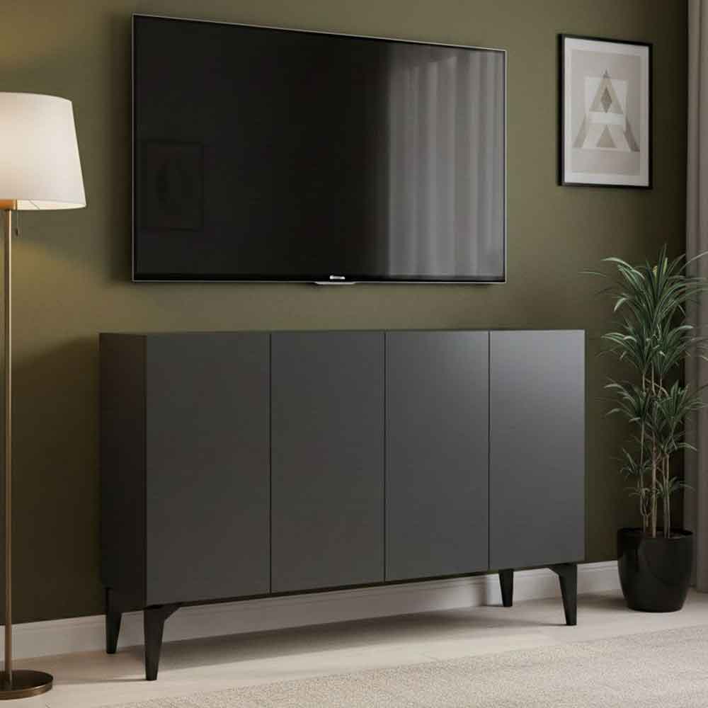 Lipa Wooden Sideboard with 4 Doors in Anthracite