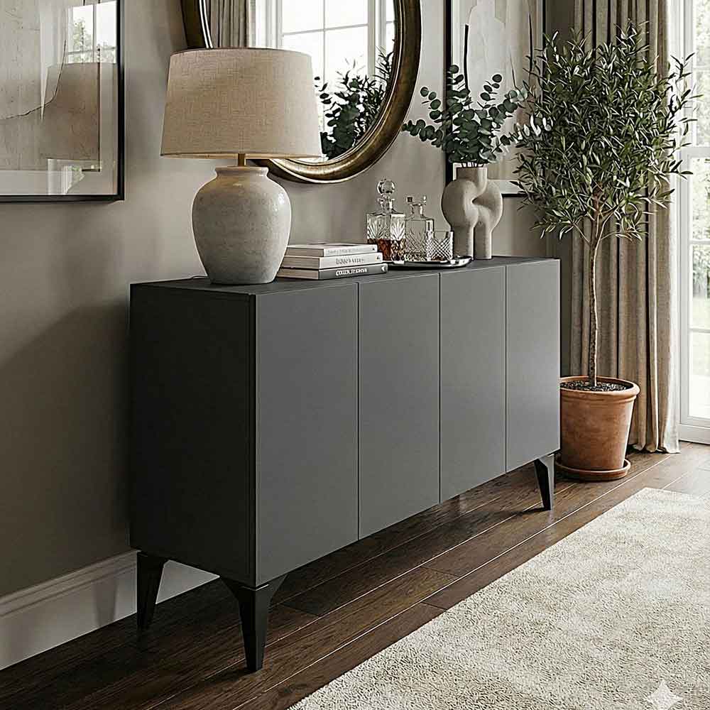 Lipa Wooden Sideboard with 4 Doors in Anthracite