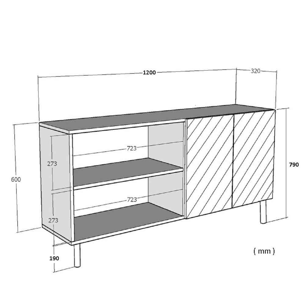 Lipa Wooden Sideboard with 4 Doors in Anthracite