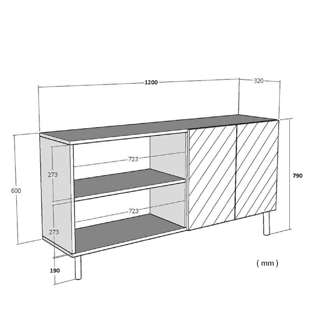 Lipa Wooden Sideboard with 4 Doors in White and Travertine Marble Effect