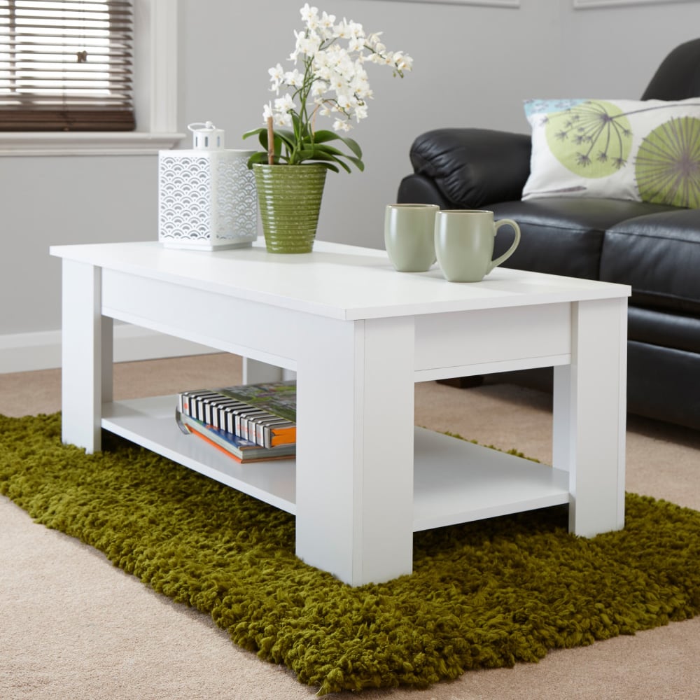 Liphook Wooden Lift Up Coffee Table In White