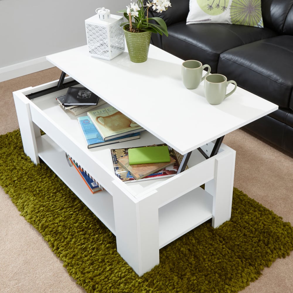 Liphook Wooden Lift Up Coffee Table In White