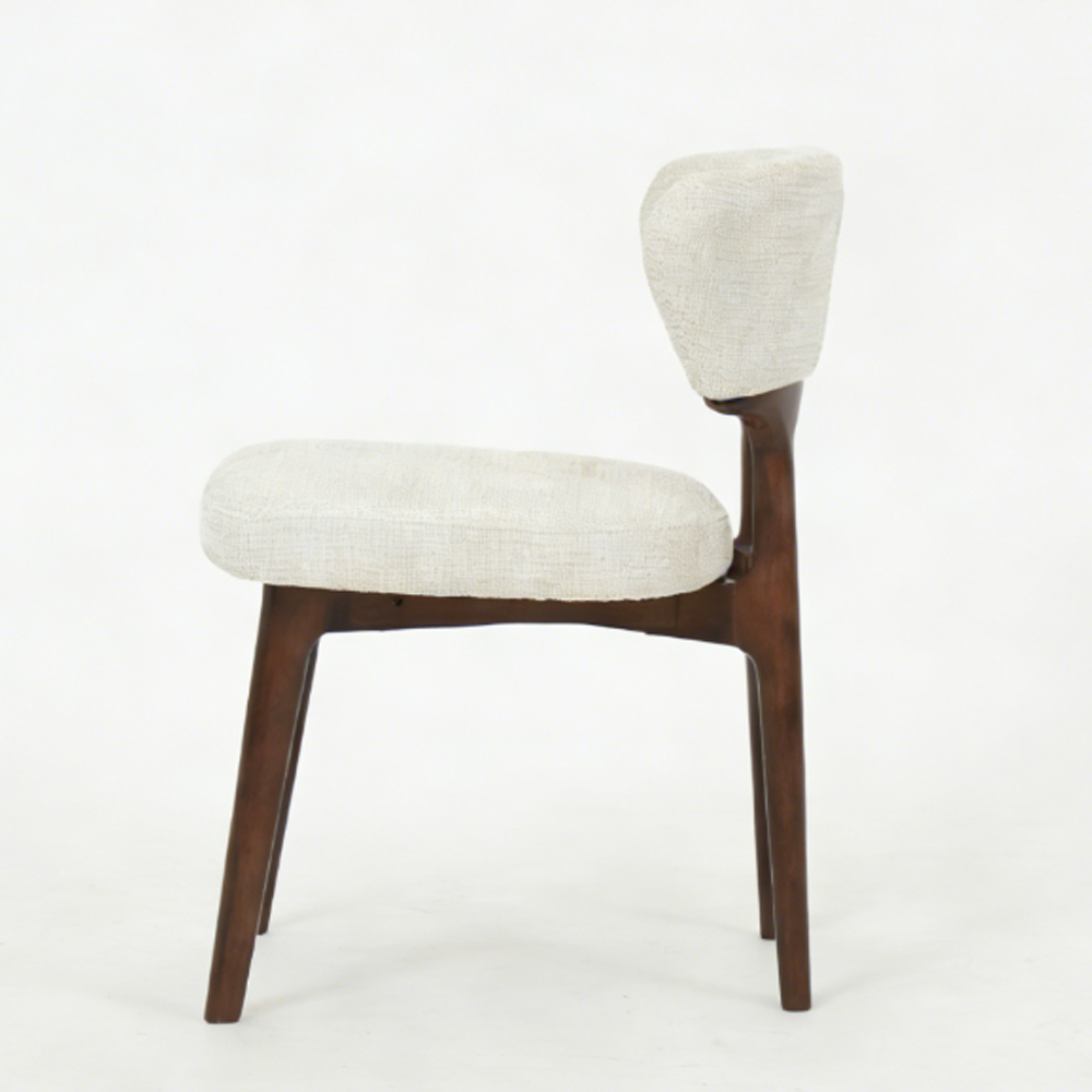 Lireon Cream Fabric Dining Chairs with Walnut Frame in Pair