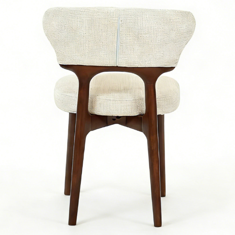 Lireon Cream Fabric Dining Chairs with Walnut Frame in Pair