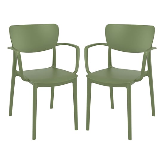 Read more about Lisa olive green polypropylene dining chairs in pair