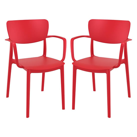 Lisa Red Polypropylene Dining Chairs In Pair