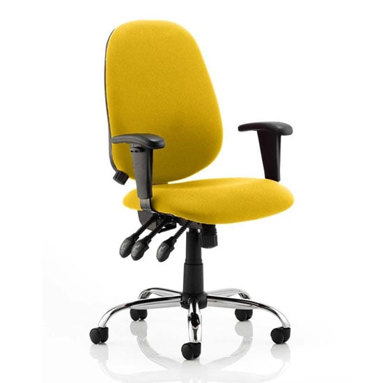 Lisbon Office Chair In Senna Yellow With Arms