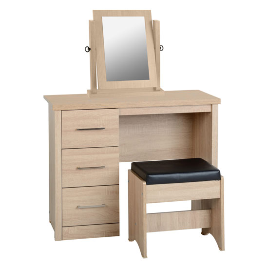 Laggan Wooden 3Pc Dressing Table Set In Black Wood Grain