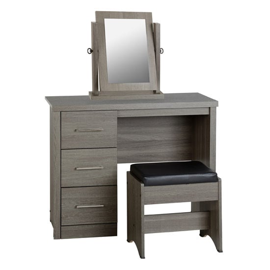 Photo of Laggan wooden 3pc dressing table set in light oak effect veneer