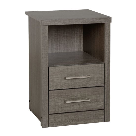Photo of Laggan wooden bedside cabinet with 2 drawers in black wood