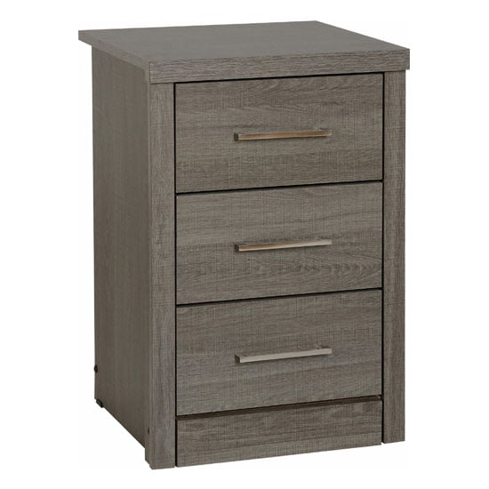 Photo of Laggan wooden bedside cabinet with 3 drawers in black wood