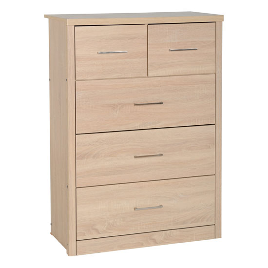 Photo of Laggan wooden chest of 5 drawers in light oak