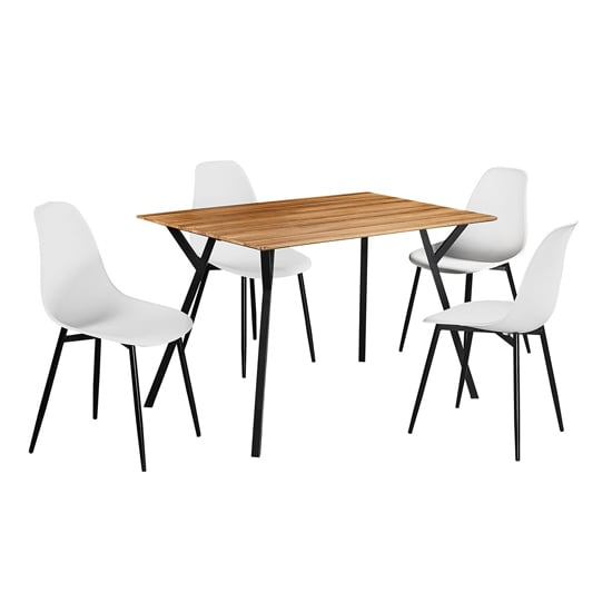 Lupton Wooden Dining Table In Oak Effect