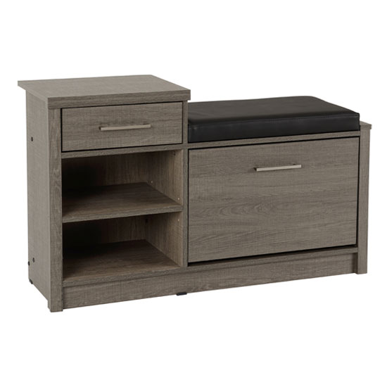 Read more about Laggan wooden shoe rack storage bench seat in black wood grain