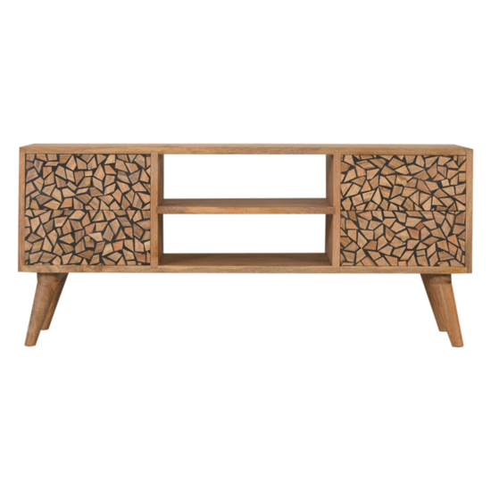 Lisbon Wooden TV Stand In Oak Ish And Wood Resin Inlay_2