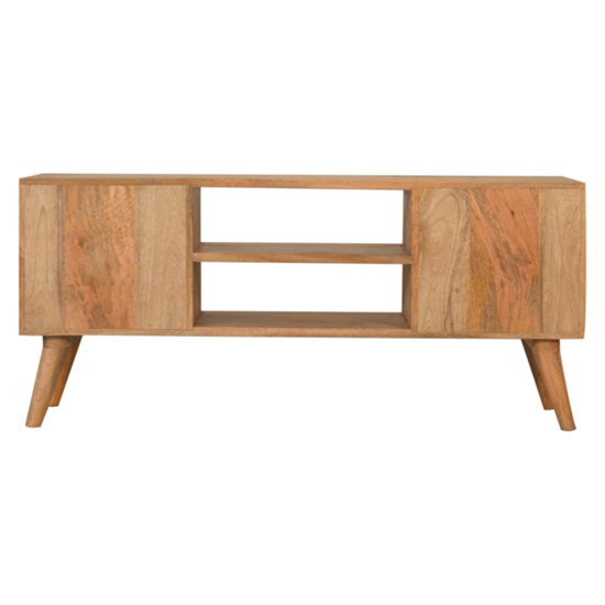 Lisbon Wooden TV Stand In Oak Ish And Wood Resin Inlay_5