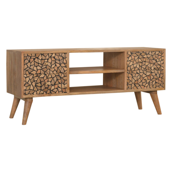 Lisbon Wooden TV Stand In Oak Ish And Wood Resin Inlay_1