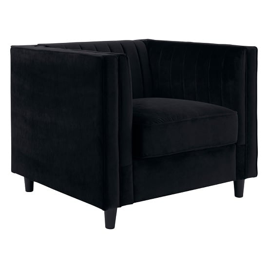 Lismore Contemporary Sofa Chair In Black Velvet_1