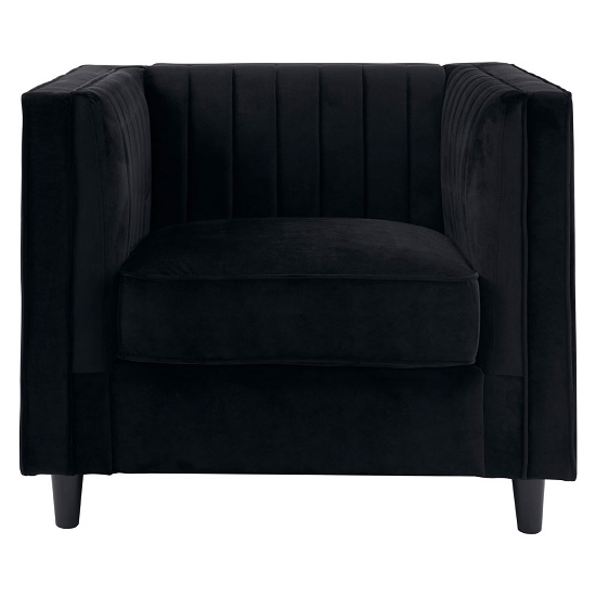 Lismore Contemporary Sofa Chair In Black Velvet_2