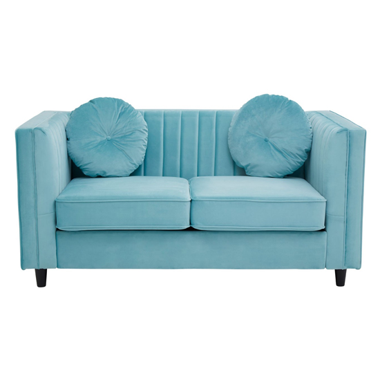 Lismore Upholstered Velvet 2 Seater Sofa In Midnight Green