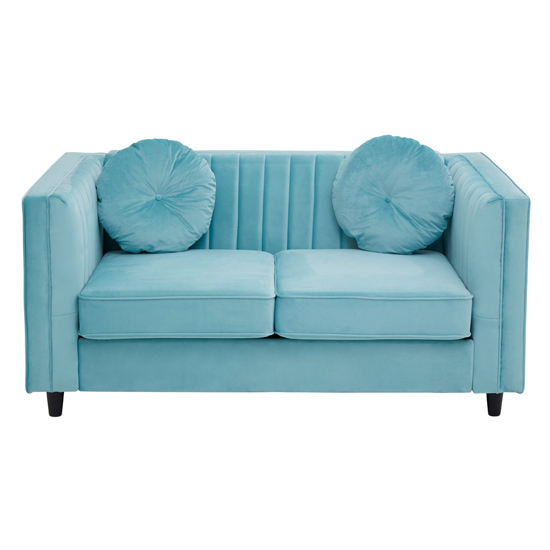 Lismore Upholstered Velvet 2 Seater Sofa In Midnight Green