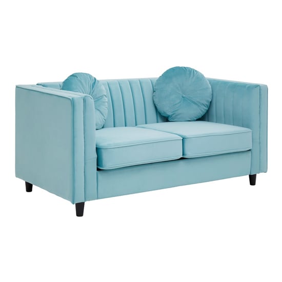 Photo of Lismore upholstered velvet 2 seater sofa in midnight green