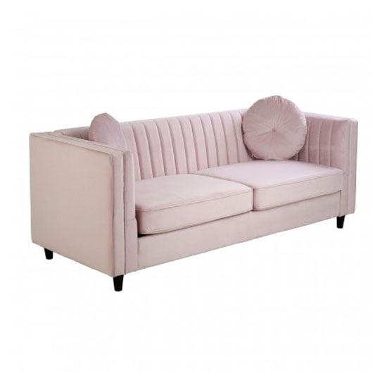 Lismore Upholstered Velvet 3 Seater Sofa In Pink