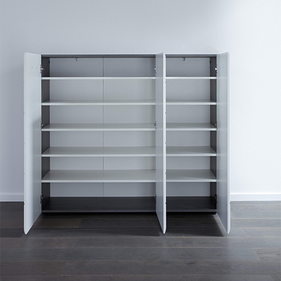 Aquila Large Shoe Cabinet In White High Gloss And Smoky Silver_4
