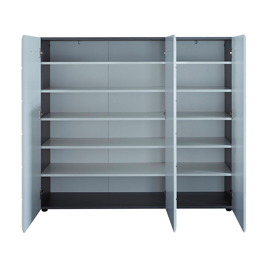 Aquila Large Shoe Cabinet In White High Gloss And Smoky Silver_7