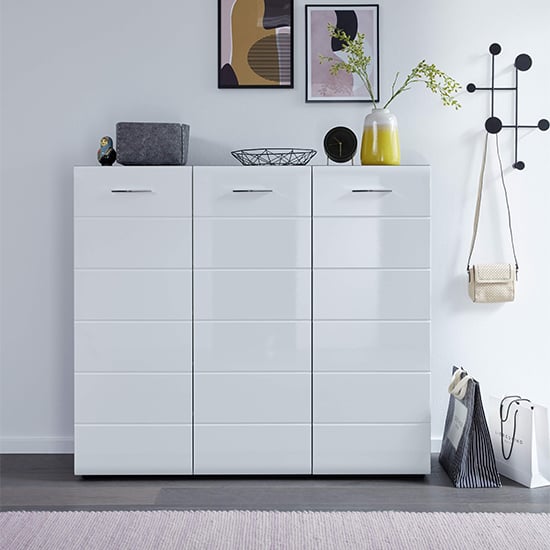 Aquila Large Shoe Cabinet In White High Gloss And Smoky Silver_1