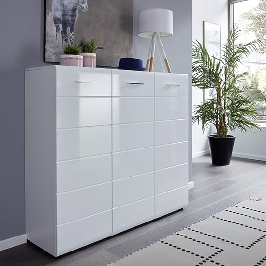 Aquila Large Wooden Shoe Storage Cabinet In White High Gloss_2