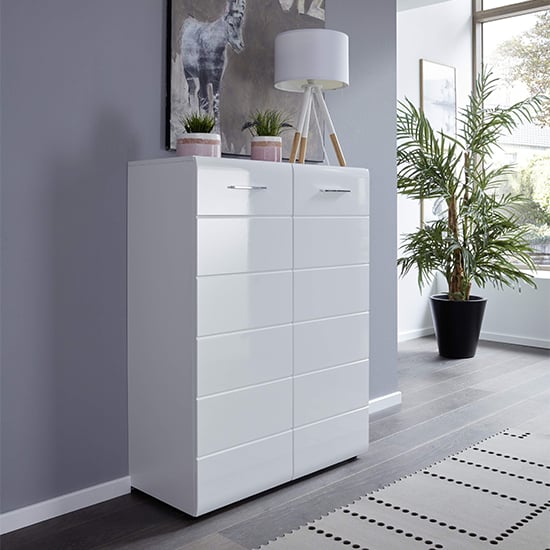 Aquila Wooden Shoe Storage Cabinet In White High Gloss_2