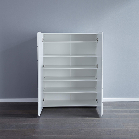 Aquila Wooden Shoe Storage Cabinet In White High Gloss_4