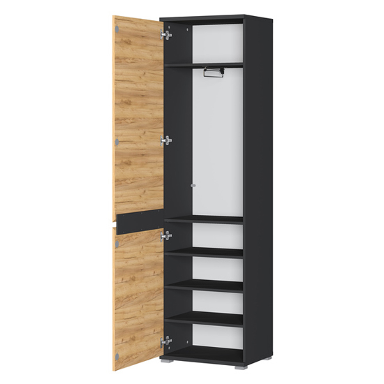 Lissabon Wardrobe In Anthracite And Navarra Oak With 1 Door
