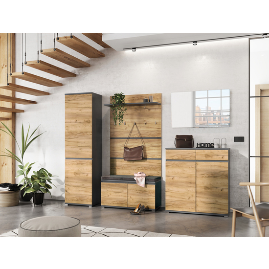 Lissabon Wardrobe In Anthracite And Navarra Oak With 1 Door